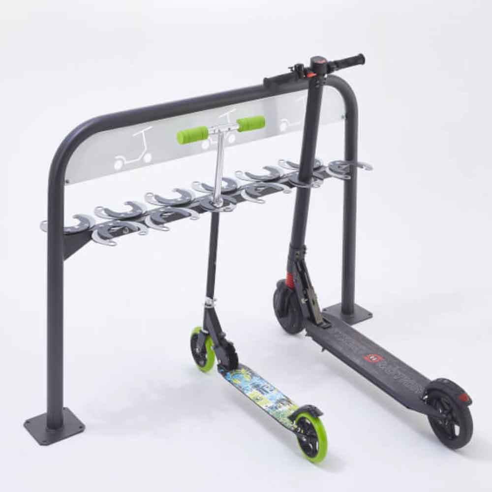 Rollerständer mit 12 Stellplätzen gegenüberliegend - zum Aufdübeln Rollerständer mit 12 Stellplätzen gegenüberliegend - zum Aufdübeln