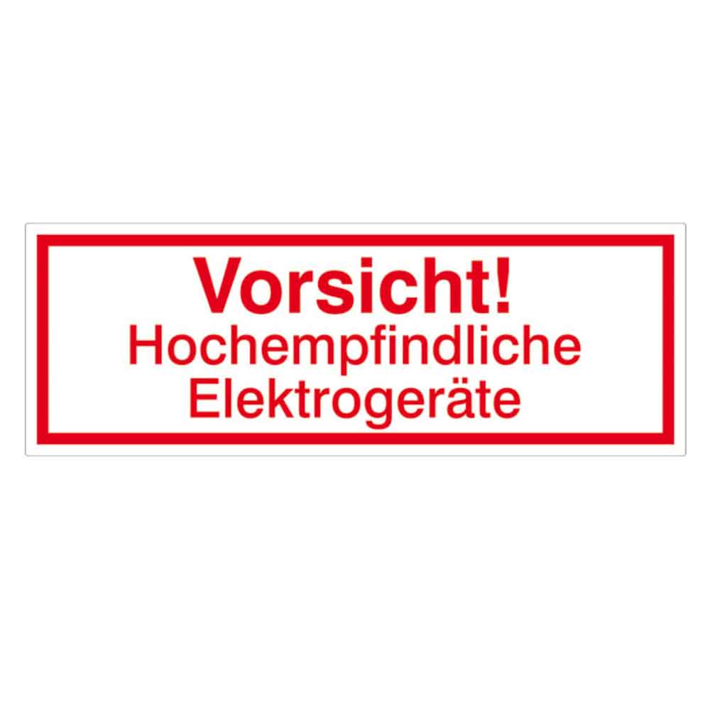 Verpackungsetikett - Text: Vorsicht! Hochempfindliche Elektrogeräte