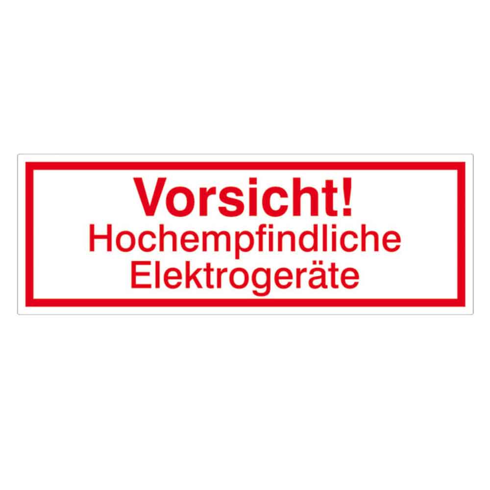 Verpackungsetikett - Text: Vorsicht! Hochempfindliche Elektrogeräte Verpackungsetikett - Text: Vorsicht! Hochempfindliche Elektrogeräte