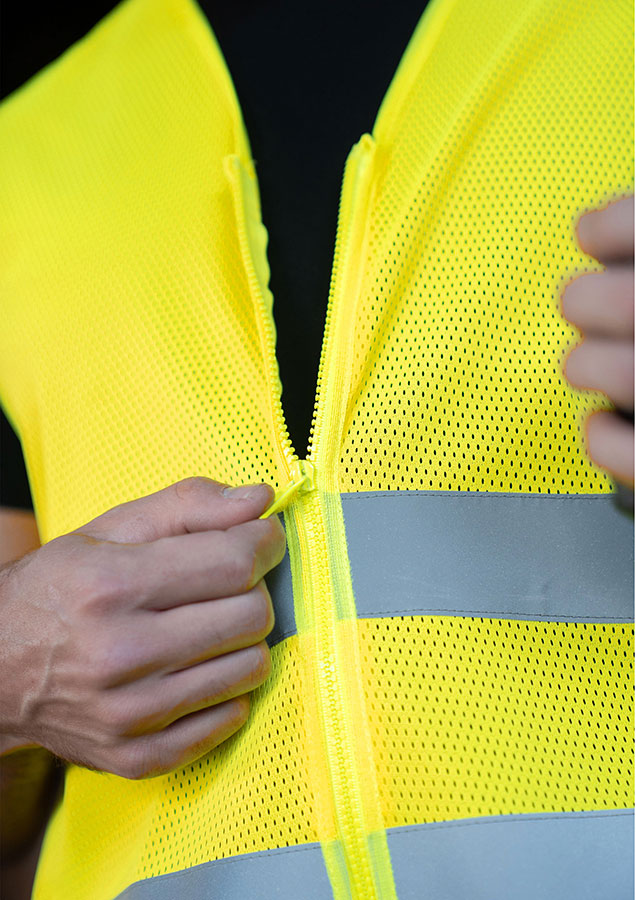 Korntex® Mesh-Warnweste Comfort-Fit „Rhodes“ - Mit Reißverschluss - Signal