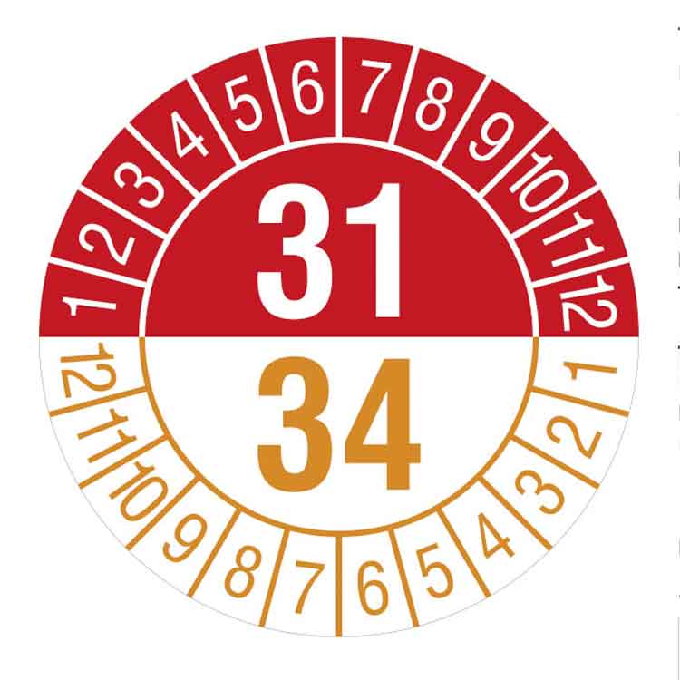 Prüfplakette - Jahresplakette mit Prüfzeitraum 1 bis 5 Jahre - Dokumentenfolie