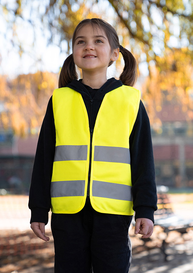 Korntex® Kinder Warnweste mit Reißverschluss „Aalborg“ - Signal-Gelb - XXS