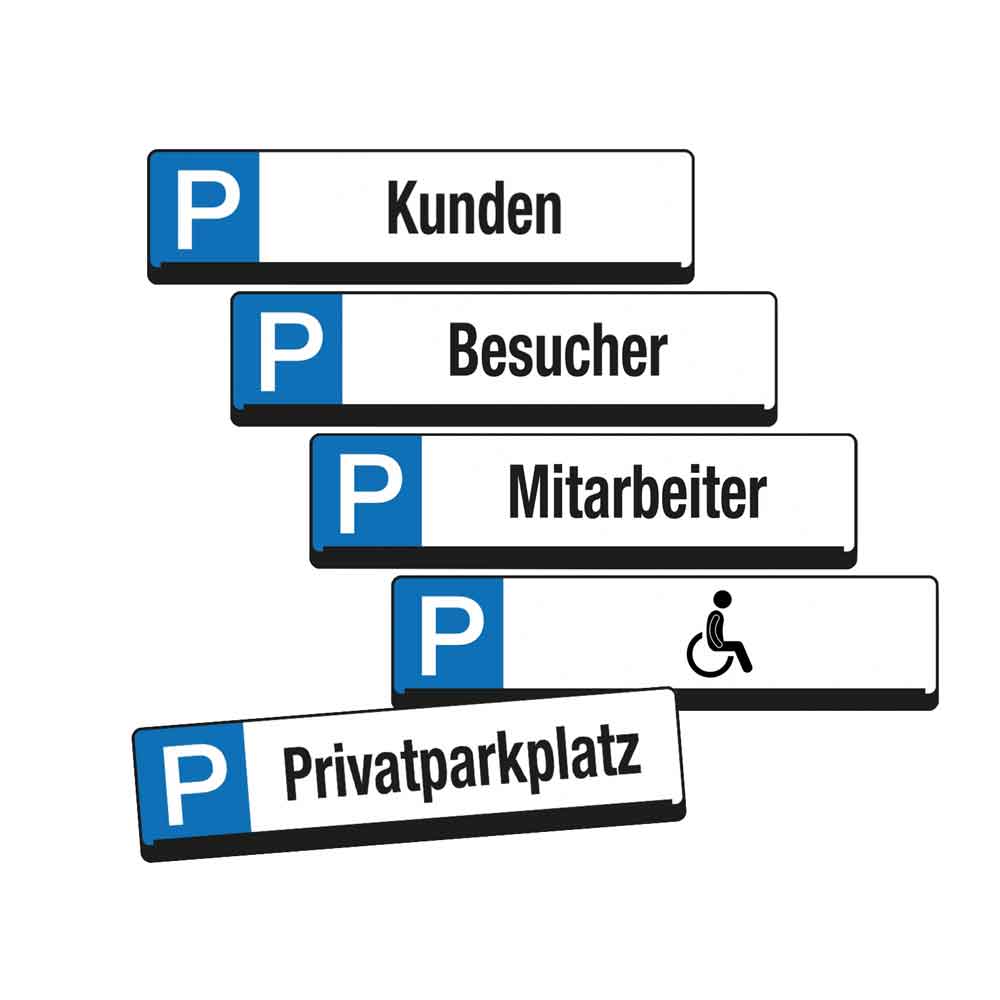 Parkplatz-Reservierungsschilder - 11 verschiedene Texte