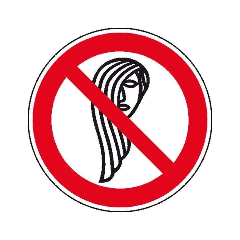 Verbotsschild - Bedienung mit langen Haaren verboten
