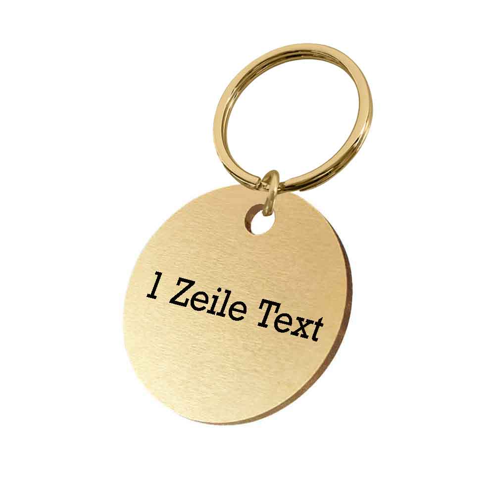 Kennzeichnungsmarken Messing mit Schlüsselring - 1-zeiliger Text schwarz graviert