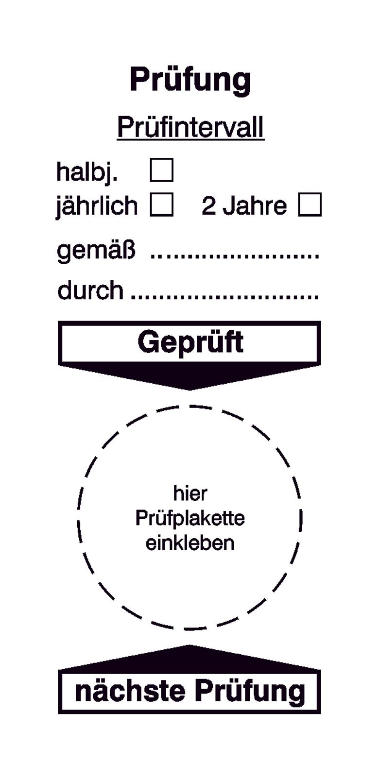 Grundplakette auf Bogen - Prüfung - Prüfintervall ...