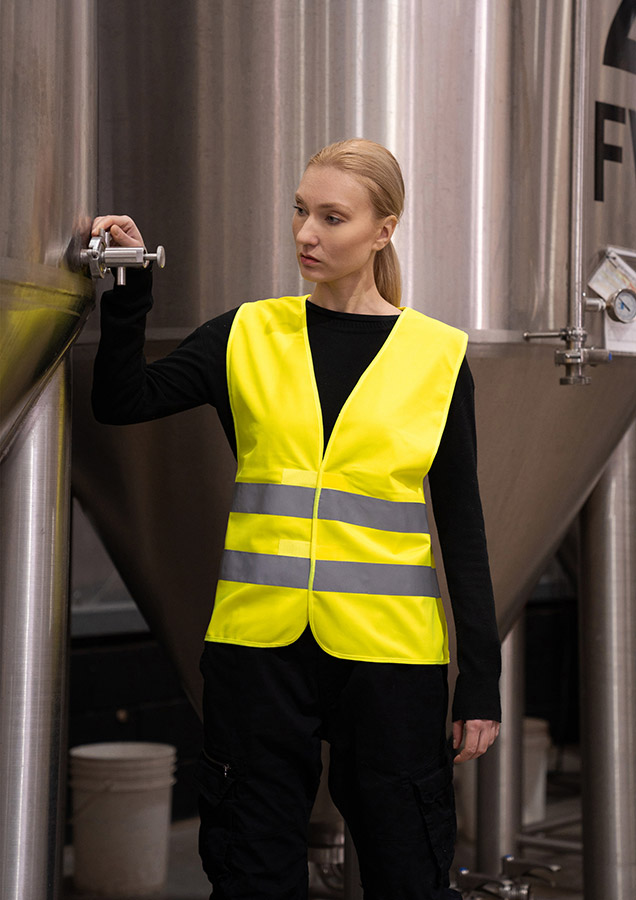 Korntex® Warnweste „Karlsruhe“ - 2 Klett DRUCK - Signal-Gelb - XXL