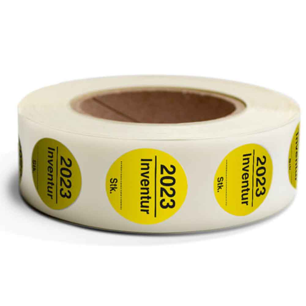 Inventur-Etiketten - Text: Inventur - mit Jahreszahl und Stückzahlfeld - in 4 Farben Inventur-Etiketten - Text: Inventur - mit Jahreszahl und Stückzahlfeld - in 4 Farben