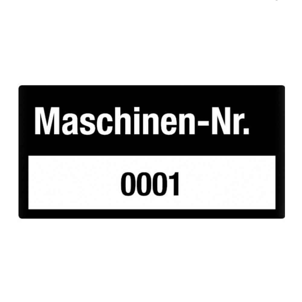 Inventar-Etikett - Maschinen-Nr. - fortlaufend nummeriert 0001-1000 - VOID-Folie auf Rolle