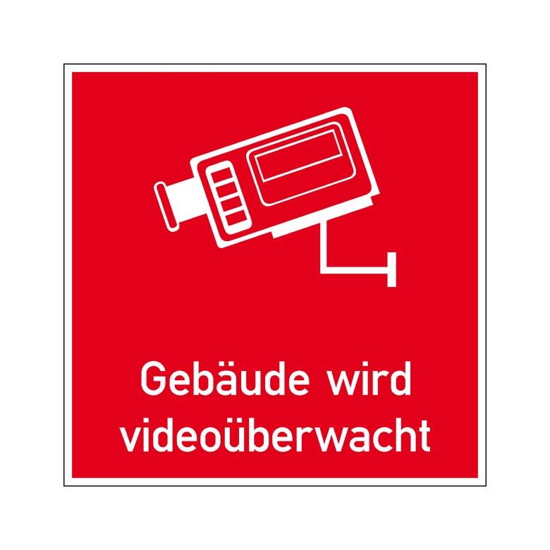 Video Infozeichen - Betriebskennzeichnung - Symbol - Text: Gebäude wird videoüberwacht