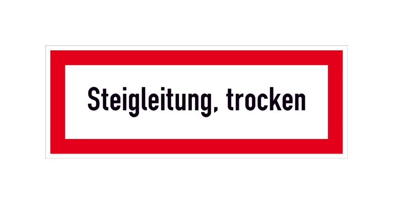 Hinweisschild für die Feuerwehr - Steigleitung, trocken