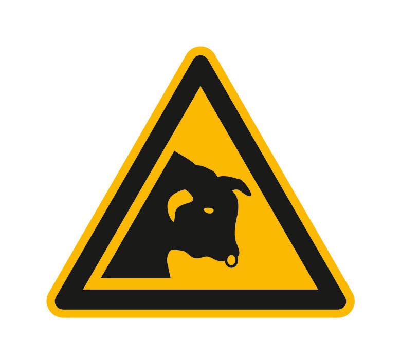 Warnschild - Warnung vor Stier