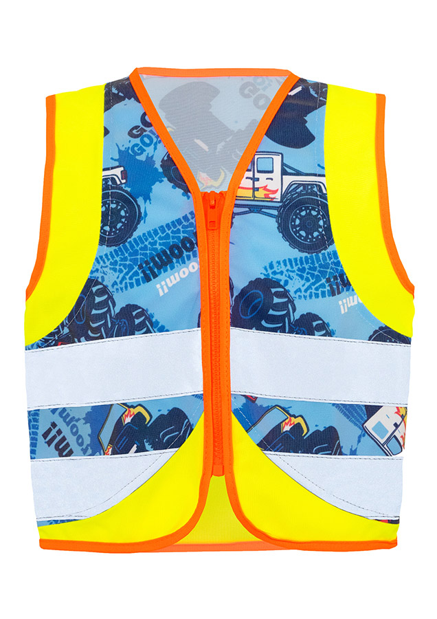 Korntex® Kinder Warnweste Action „Working Heroes“ - CO2 Neutral - Blau/Traktor - XS