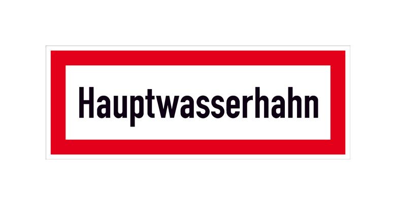 Hinweisschild für die Feuerwehr - Hauptwasserhahn