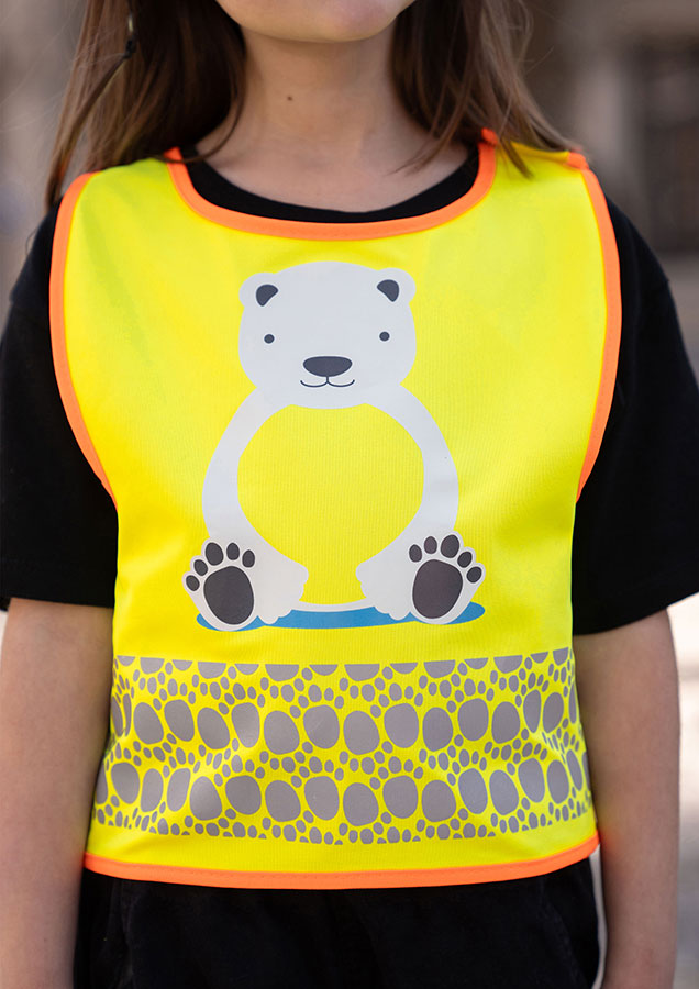 Korntex® Kinder Warnweste „Funtastic Wildlife“ - CO2 Neutral - Signal-Gelb Korntex® Kinder Warnweste „Funtastic Wildlife“ - CO2 Neutral - Signal-Gelb