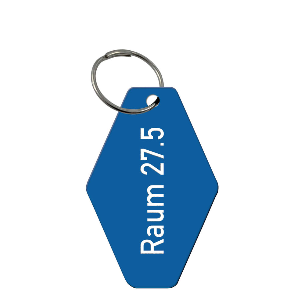 Schlüsselanhänger - Rautenform - Kunststoff - 1-zeilige Gravur - mit Schlüsselring