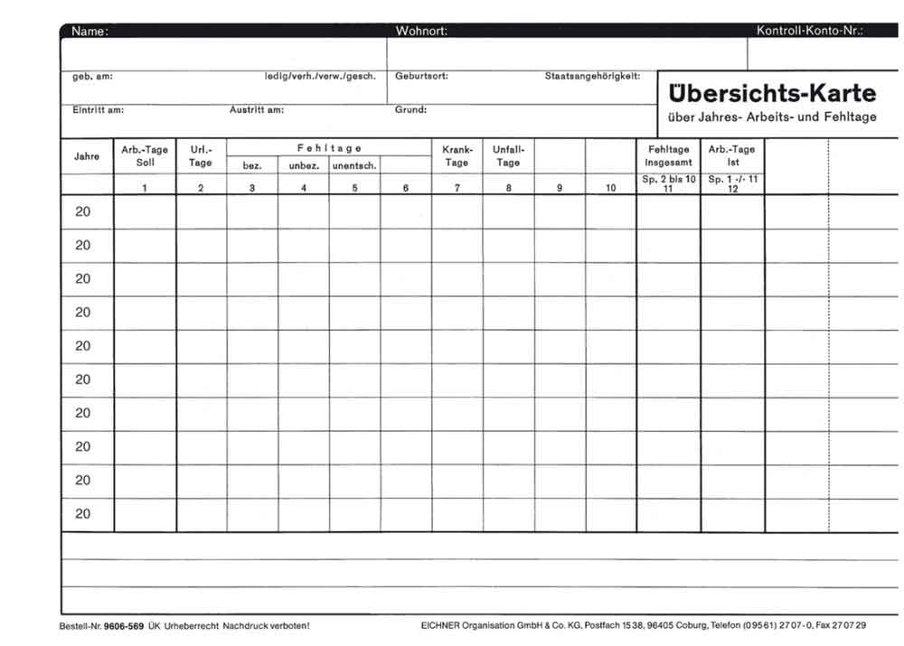 Übersichtskarte - Ergänzung für die Arbeits- und Urlaubs-Krankenkarte