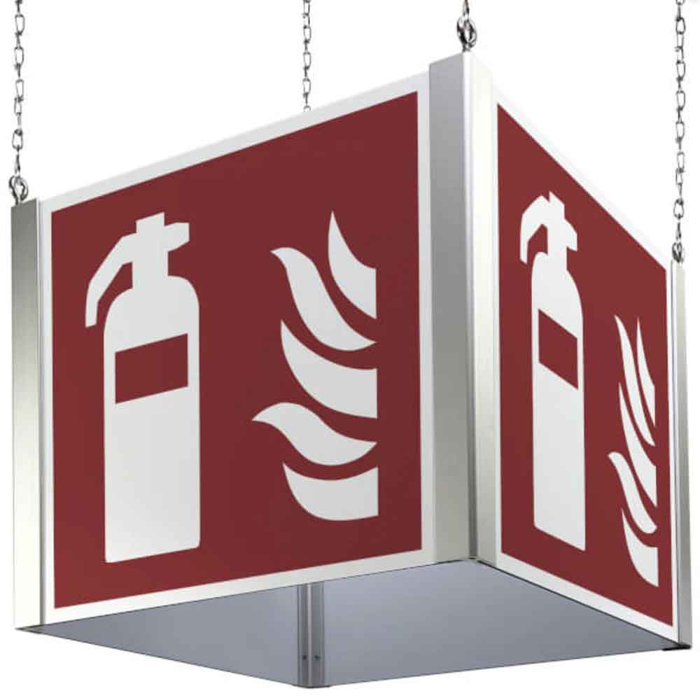 Brandschutzzeichenwürfel - Motiv: Feuerlöscher - zur Deckenabhängung