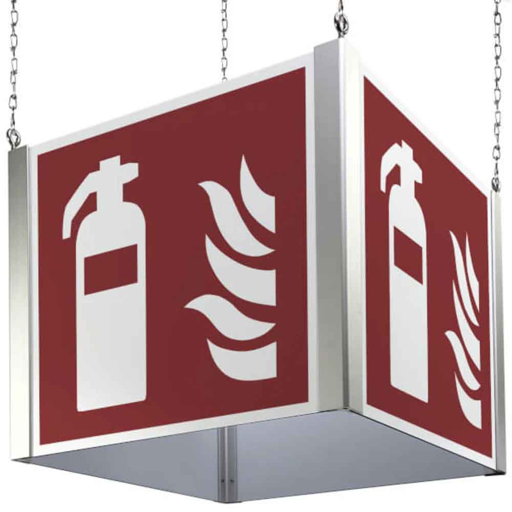 Brandschutzzeichenwürfel - Motiv: Feuerlöscher - zur Deckenabhängung Brandschutzzeichenwürfel - Motiv: Feuerlöscher - zur Deckenabhängung