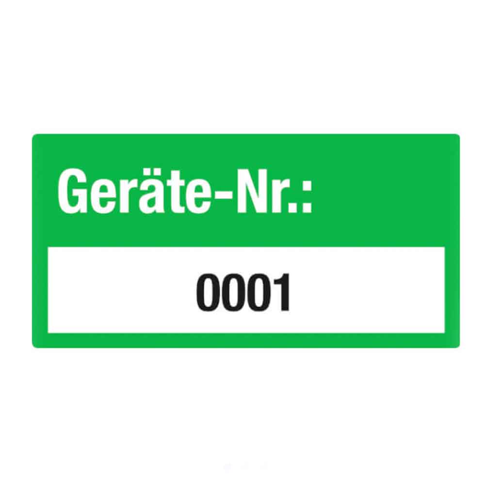 Inventar-Etikett - Geräte-Nr.: fortlaufend nummeriert - PVC-Folie auf Rolle