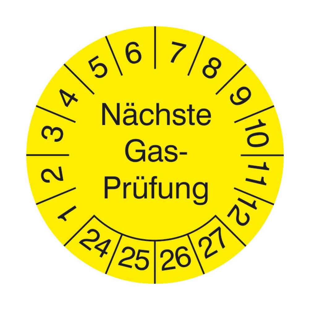 Prüfplakette auf Bogen - Nächste Gasprüfung