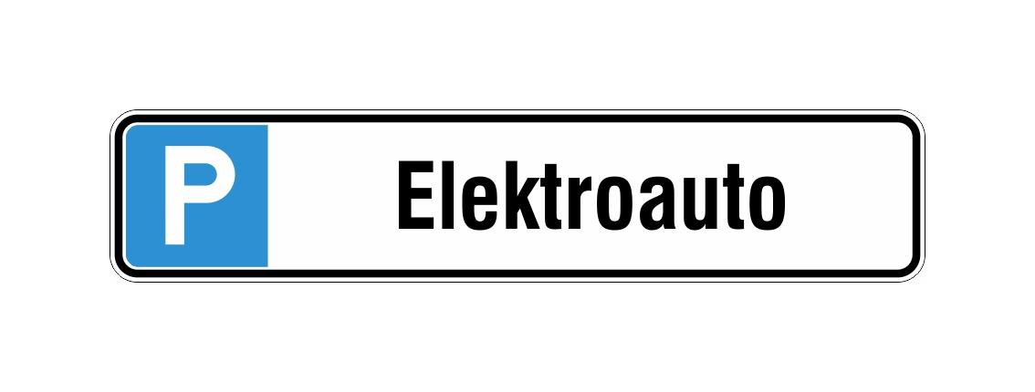 Parkplatzschild - Symbol: P - Text: Elektroauto