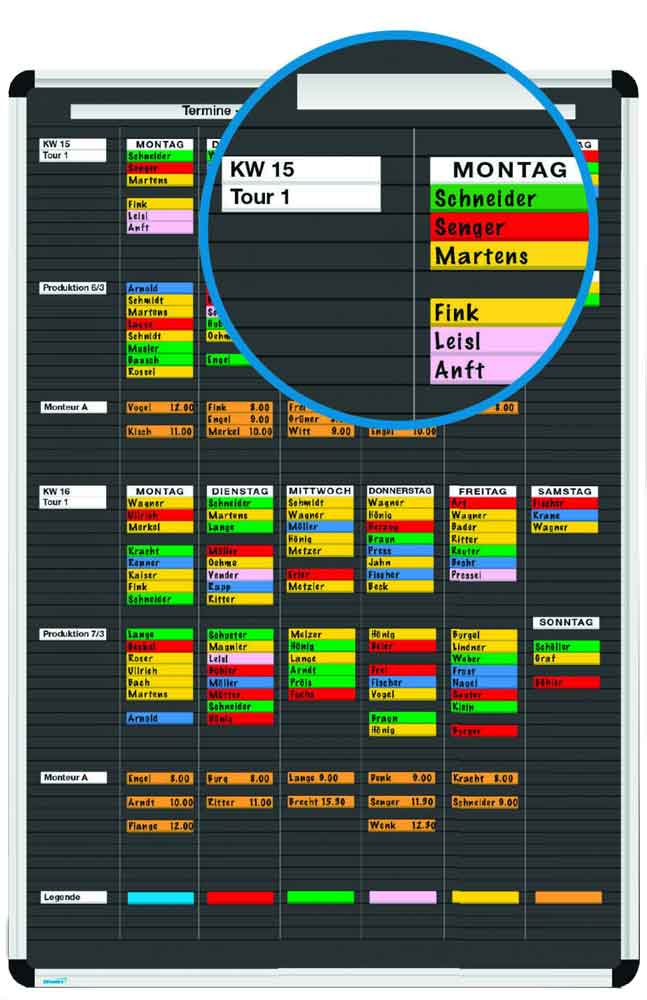 Planrecord Tafelset 2-Wochenplanung - Stecktafel mit Zubehörsatz