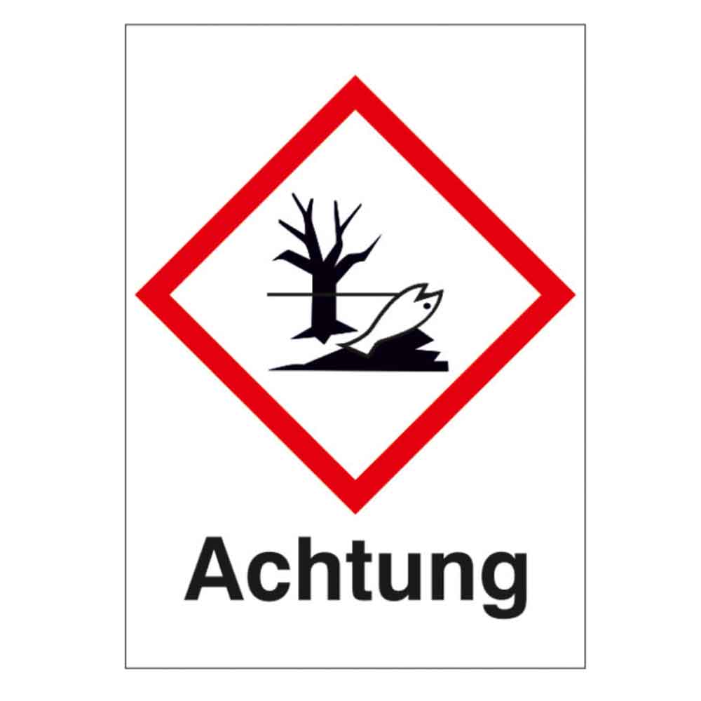 GHS-Gefahrstoffetikett - Kombischild mit Text: Achtung