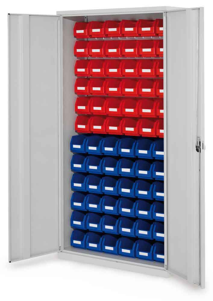 12-62-00-03-10-01-090-rasterplan-schlitzplattenschrank-modell-52-7a0a23 RasterPlan® - Schlitzplattenschrank Modell 52 - bestückt mit Lagersichtkästen - Türen wählbar