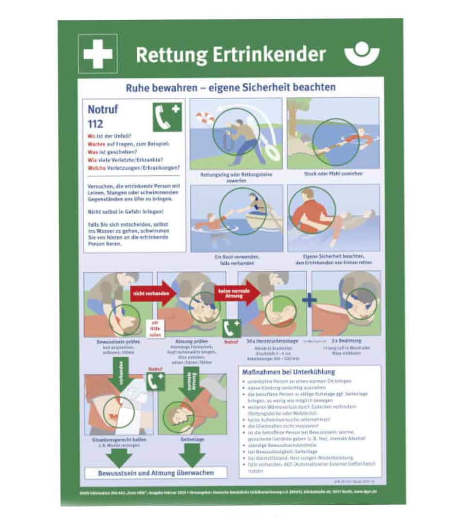 Aushang - Berufsgenossenschaft - Rettung Ertrinkender Aushang - Berufsgenossenschaft - Rettung Ertrinkender