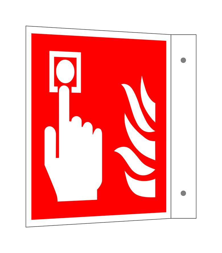 Brandschutzschild - Fahne - langnachleuchtend - Brandmelder