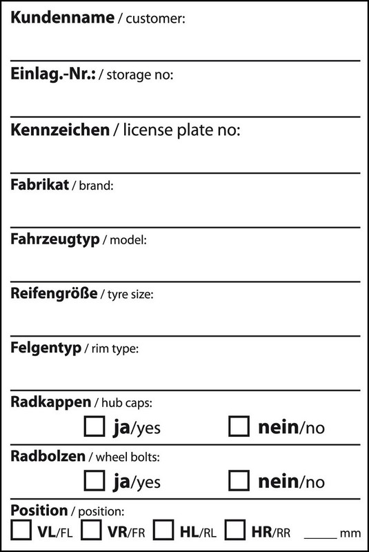 Rad-Einlagerungs-Etiketten - mit Spezialkleber - Rolle/100 Stück
