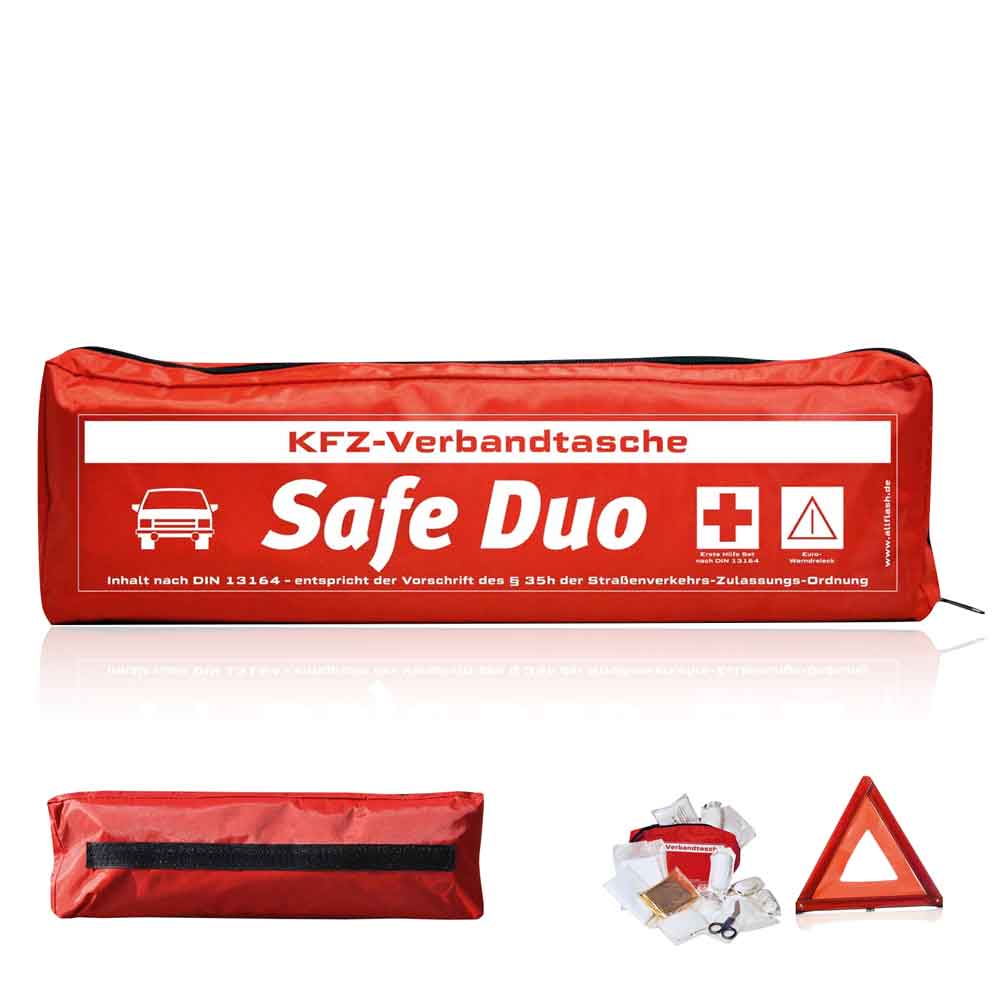 KFZ-Verbandtasche - SAFE DUO MIT STANDARDMOTIV - 3 Farben