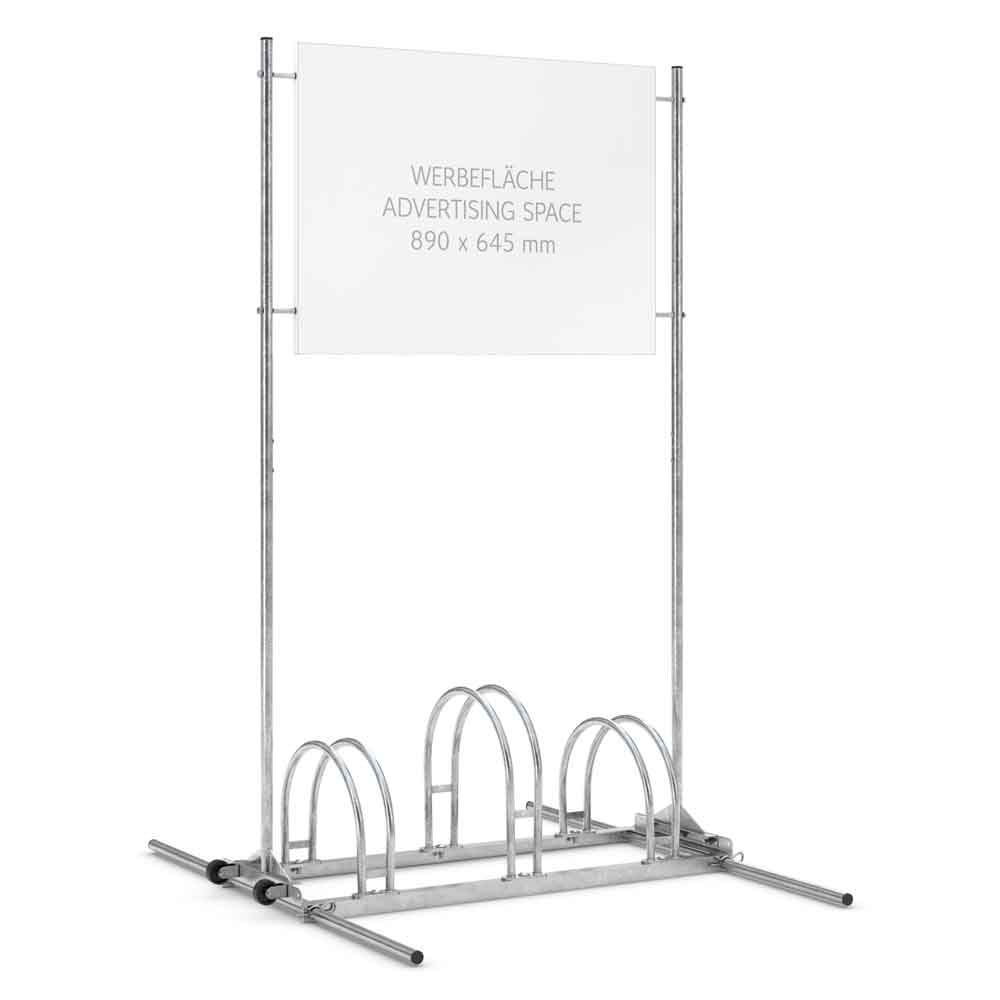 Werbefahrradständer BW 5000 - Werbefläche 890 x 645 mm - 3 bzw. 6 Einstellplätze zweiseitig Werbefahrradständer BW 5000 - Werbefläche 890 x 645 mm - 3 bzw. 6 Einstellplätze zweiseitig
