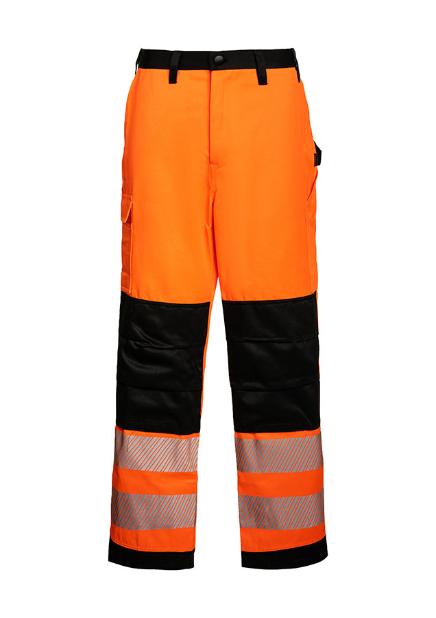 Korntex® - EOS - Hi-Vis Hose mit schwarzen Partien (kurz) - Signal-Orange/Schwarz - 24