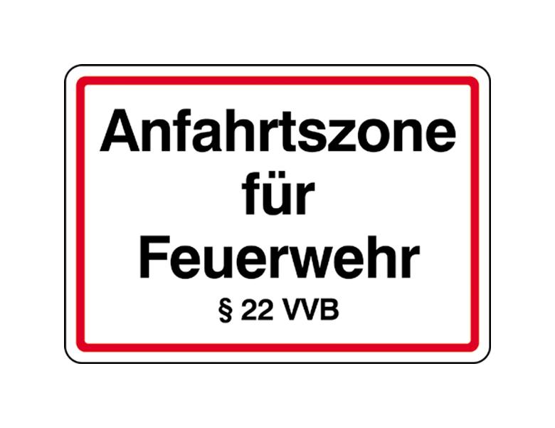 Hinweisschild - Anfahrtszone für Feuerwehr - § 22 VVB - (Freistaat Bayern)