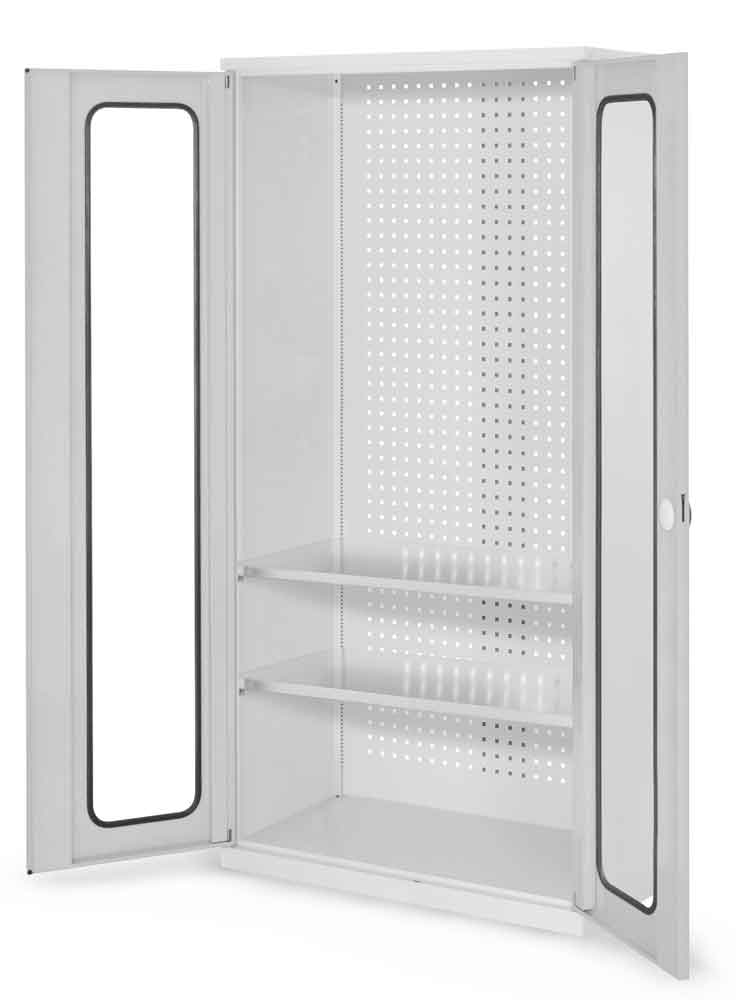 RasterPlan® - Werkzeugschrank - mit Sichtfenstertüren - Tiefe 500 mm - 2 Fachböden