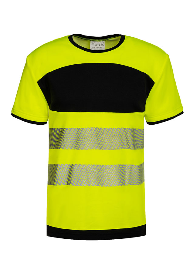 Korntex® - EOS - Hi-Vis T-Shirt mit schwarzer Brustpartie - Signal-Gelb/Schwarz - 3XL