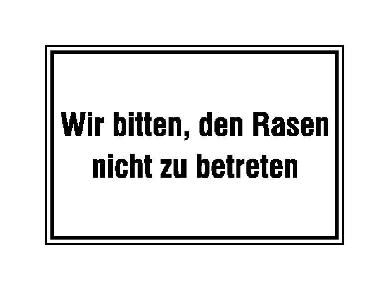 Hinweisschild - Wald- und Freizeitanlagen - Wir bitten, den Rasen nicht zu betreten