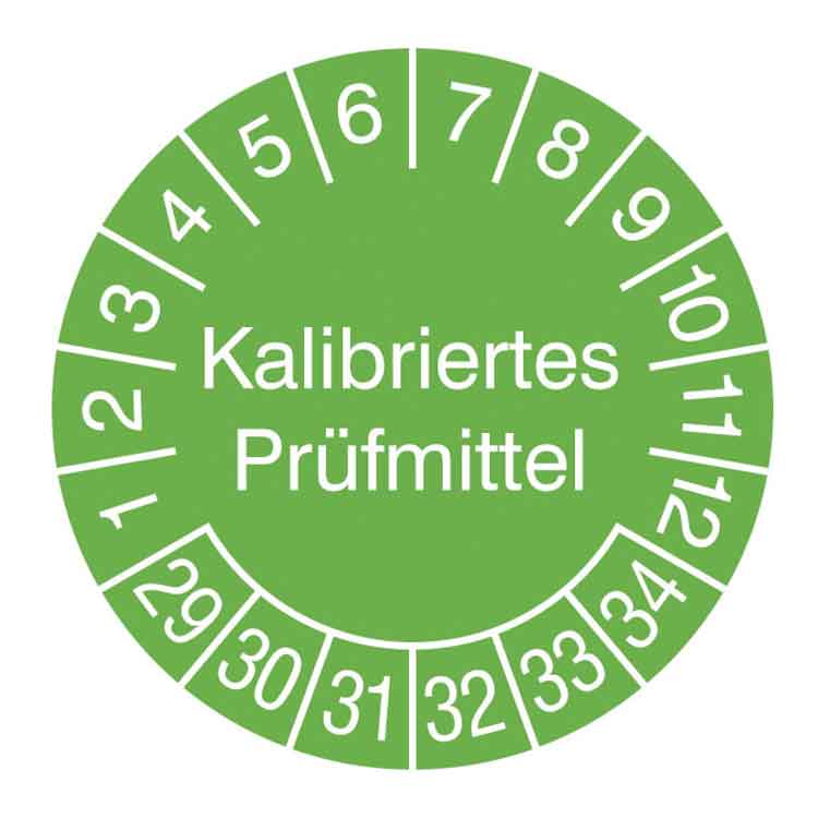 Prüfplakette Kalibriertes Prüfmittel - in Jahresfarbe - Dokumentenfolie