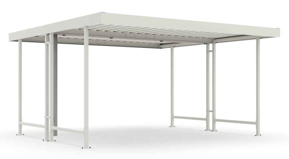 Materialüberdachung Leipzig L44 RAL 9002 Grauweiss - als Bausatz Materialüberdachung Leipzig L44 RAL 9002 Grauweiss - als Bausatz