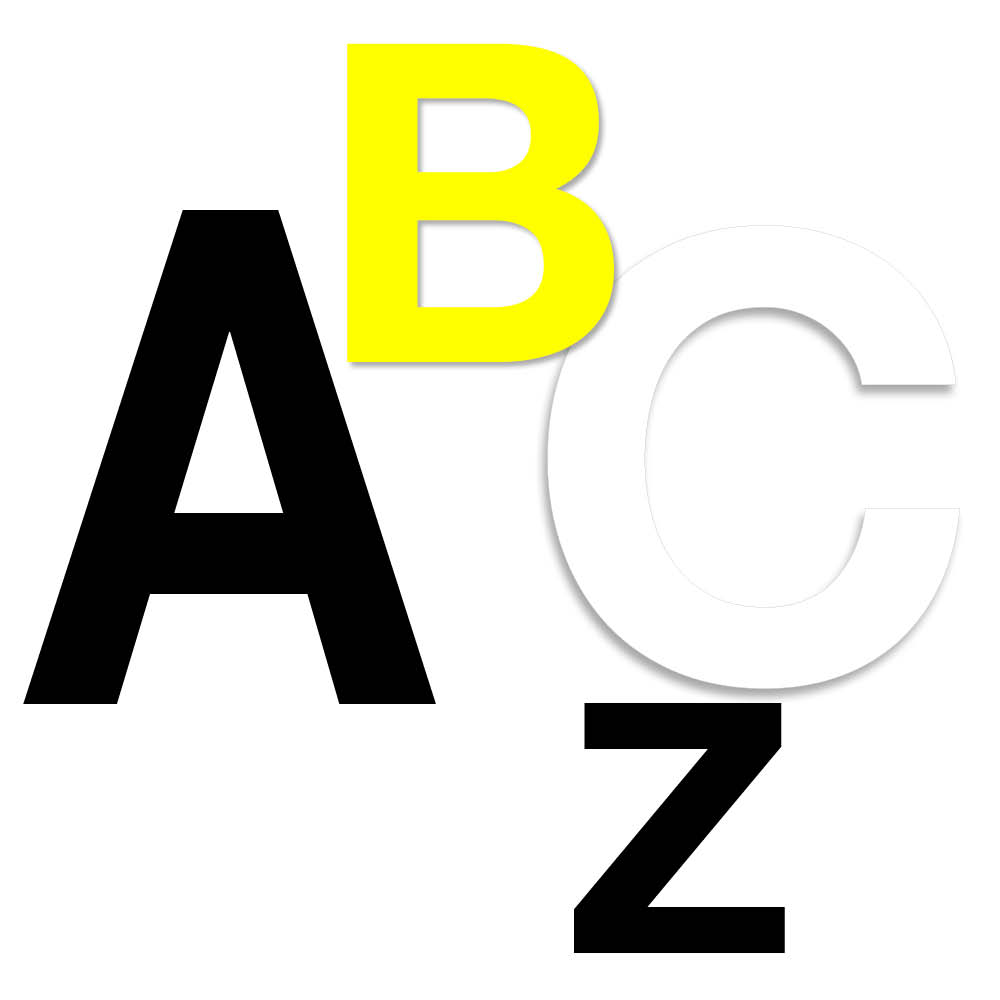 Großbuchstaben A-Z - Folie - Block Modern - Höhe 20-100 mm - 3 Farben Großbuchstaben A-Z - Folie - Block Modern - Höhe 20-100 mm - 3 Farben