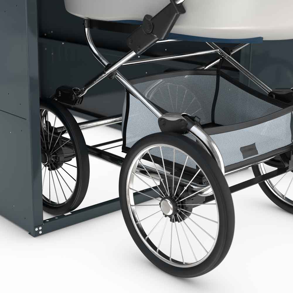 Kinderwagenbox B - Stahlblechkonstruktion mit Giebeldach Kinderwagenbox B - Stahlblechkonstruktion mit Giebeldach