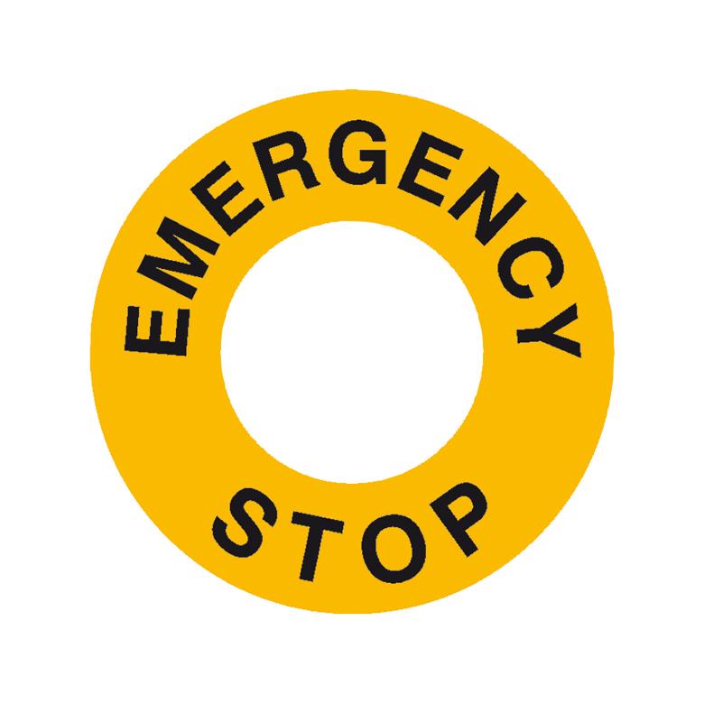 PROTECT Maschinen-Kennzeichnung - Text: Emergency Stop - 6 Ausführungen