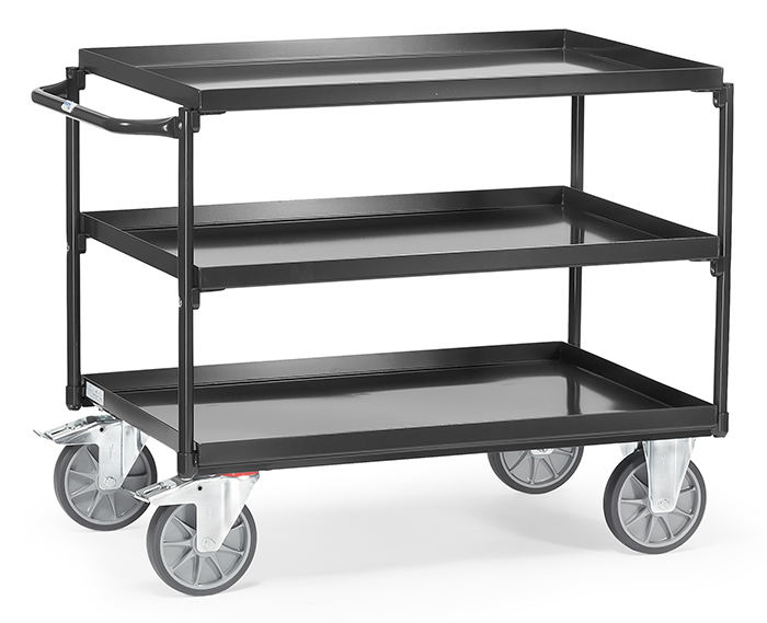 Tischwagen mit Wannen - GREY EDITION - in 2 Größen - 3 Ladeflächen - Tragkraft 400 kg