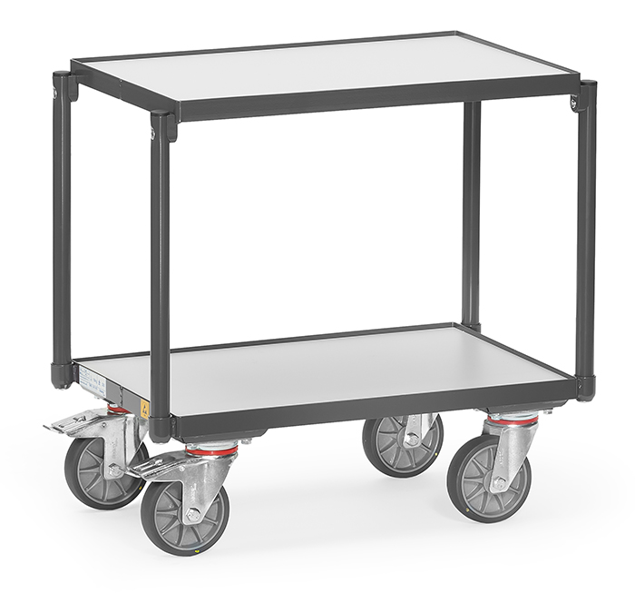 ESD-Etagenroller - elektrisch leitfähig - 2 Etagen mit Rand H 7 mm - Tragkraft 250 kg