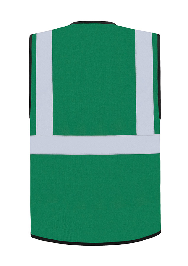 Korntex® Warnweste „Berlin“ - Multifunktional mit Taschen - Waldgrün/Signal-Gelb - XXL
