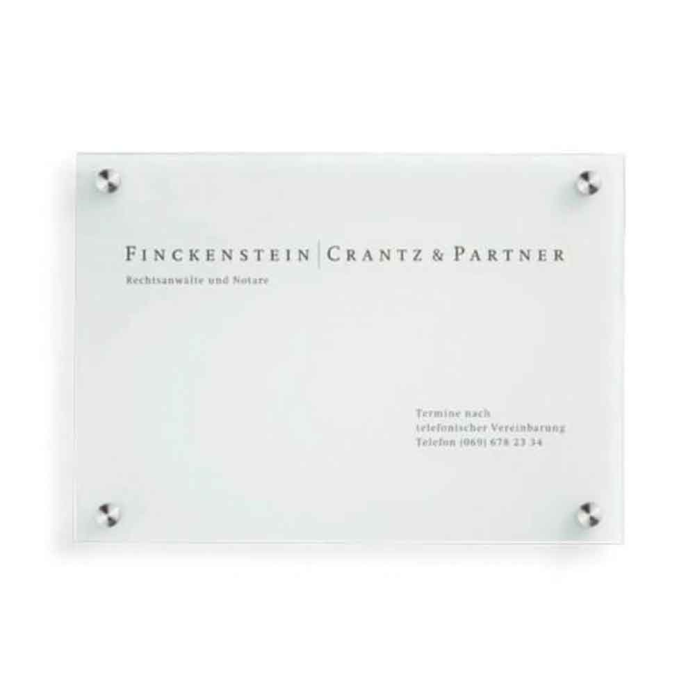 CRISTALLO Firmenschild/Wegweiser - 1 x 8 mm Sicherheitsglas - diebstahlsicher - 4 Größen CRISTALLO Firmenschild/Wegweiser - 1 x 8 mm Sicherheitsglas - diebstahlsicher - 4 Größen