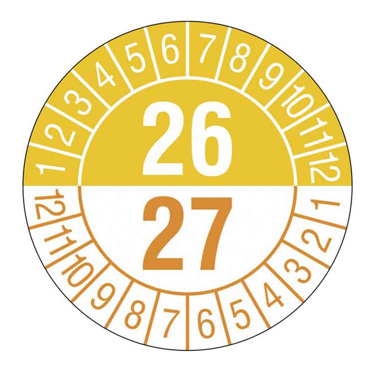 Prüfplakette - Jahresplakette mit Prüfzeitraum 1 bis 5 Jahre - Dokumentenfolie