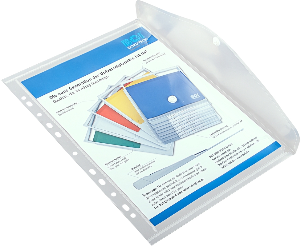 PP-Dokumententasche - Druckknopf - DIN A4 - Abheftrand